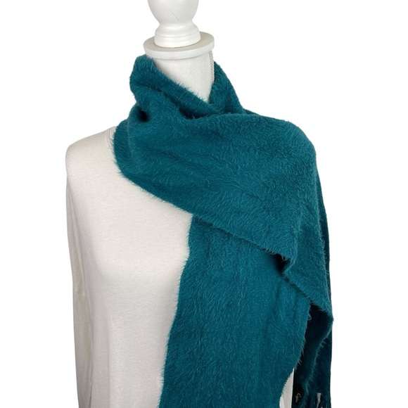 Cejon | Teal Green Faux Fur Fringe Scarf Wrap - Picture 2 of 4